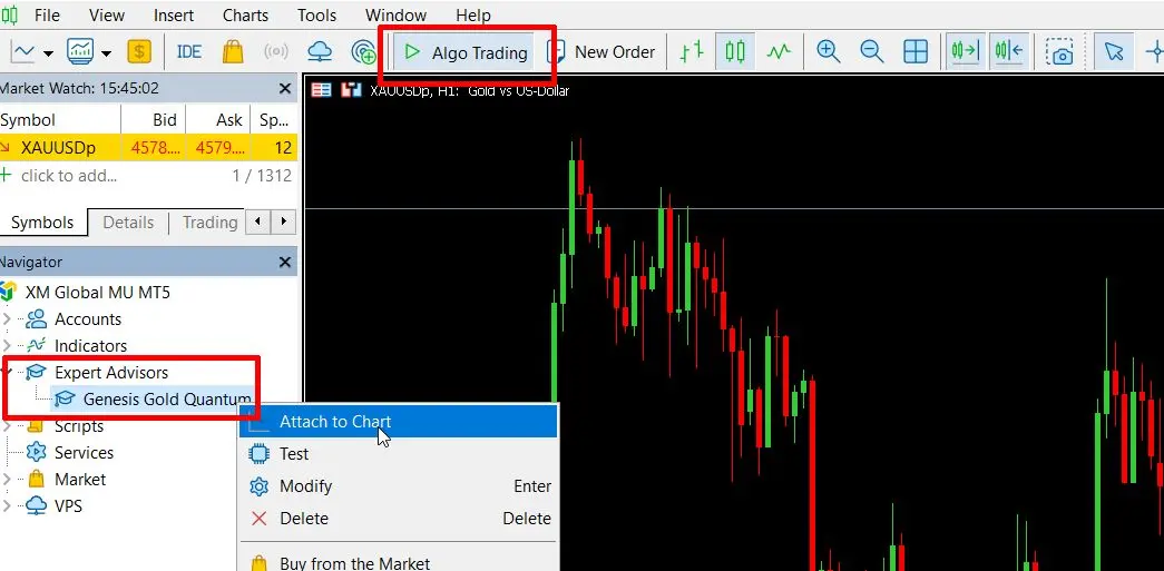 MT5 Navigator EA hozzáadás